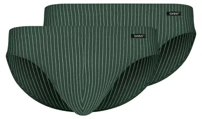 Produktbild von Skiny Herren Brasil Slip 2er Pack Baumwolle Advantage Olive Stripes