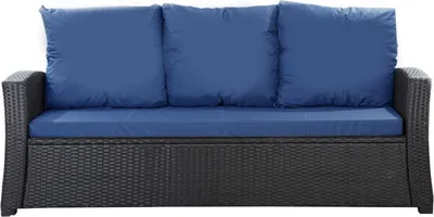 Produktbild von Polster für Polyrattan Sofa 160x60x7cm sitzkissen | Gartenbank Auflage Blau | Rückenkissen 3*56x50 | Kissen für rattansofa 3 sitzer | Gartenkissen