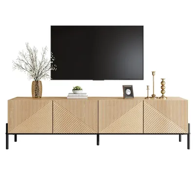 Produktbild von Moderner TV-Schrank ,TV-Lowboard, 4 Türen Aufbewahrung,Geometrisches Design , 3D-Textur,Modernes Wohnzimmer Möbel