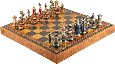 Produktbild von Exklusive Italfama Schachset "Maria Stuarda" mit 3-in-1 Lederbrett 48 cm