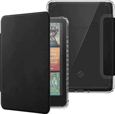 Image de Fintie Housse pour Kindle Paperwhite(12ème génération) 7 pouces et Kindle Colorsoft/Paperwhite Signature Edition 2025/2024, Housse transparente en TPU souple avec fonction veille/réveil automatique, Noir