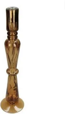 Productafbeelding van Candle Stick Leopard Glass Brown 8.9x8.9x28.5cm Kersten