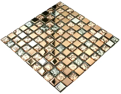Immagine prodotto di Mosaico di vetro oro rosa "ROSE GOLD MIX-S", tessera di mosaico metallico con argento