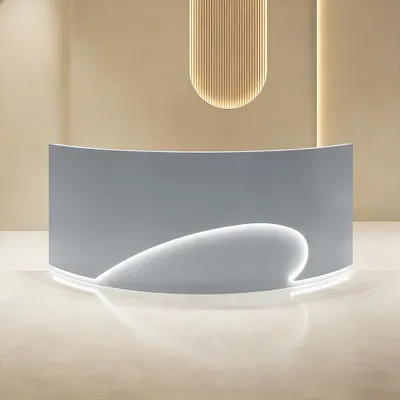 Image de Comptoir d'accueil, comptoir incurvé, comptoir de caisse, comptoir d'accueil gris 140 × 60 × 100 cm [G Duihao 140]