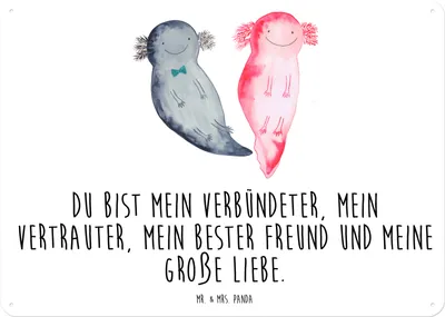Produktbild von Mr. & Mrs. Panda Schild Axolotl Freundin DIN A5 - Weiß - Geschenk, Liebe, Türschild, wandtafel, Valentinstag, Magnetschild, Wandbild, tafel