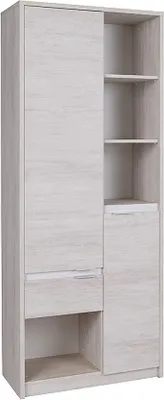 Produktbild von Furmeb24 - DENVER R80 - Zweitriger Regal mit Schubladen , Eiche wei / Wei gl€nzend.