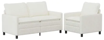 Image de Ensemble de canapés vidaXL, 2 pièces, couleur crème, en polyester