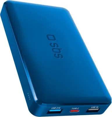 Produktbild von Powerbank fast charge mit 10.000 mAh und 2 USB Hellblau
