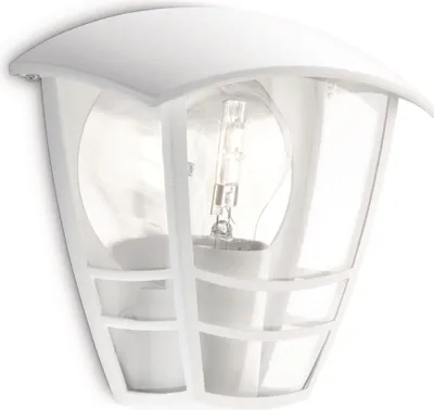 Zdjęcie produktu dla Philips myGarden Kinkiet Creek 60 W E27 bez żarówki, Oświetlenie zewnętrzne ścienne, Biały, Metal, IP44, Ogród, Patio, II