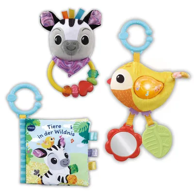 Produktbild von VTech Baby Babys Tierfreunde-Geschenkset, Mit Ton, Batterien erforderlich, AAA, Kunststoff, Plüsch, Mehrfarbig
