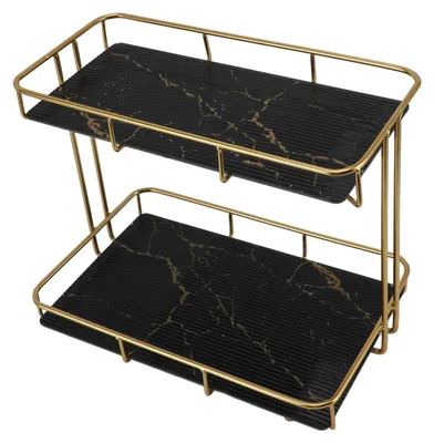 Image de Étagère à épices de cuisine à 2 niveaux - Modèle autoportant - Noir