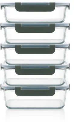 Obrázek produktu pro Sada skleněných nádob na skladování potravin - 5 kusů, objem 1040 ml