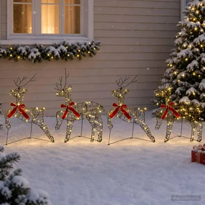Produktbild von Weihnachtsrentier 4 stk. 80 LEDs Warmes Weiß 43 x 19 x 65 cm