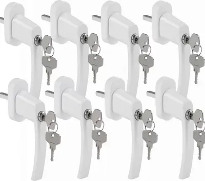 Produktbild von Inline Fenstergriff Fioren – 8 Stück – Universeller abschließbarer Espag-Schlüssel – Aluminium Ersatz-Fenstergriffe – Weiß