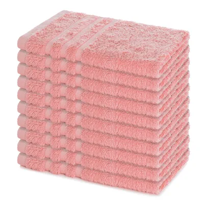 Zdjęcie produktu dla Zestaw 10 ręczników dla gości Lavea® 30 x 50 cm, 100% bawełna frotte, miękkie i chłonne, seria Elena, można prać w temperaturze 60°C, pastelowy róż