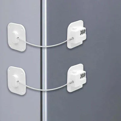 Produktbild von Set mit 2 Kühlschrankschlössern mit Zahlenschloss, kindersichere Kühlschrank-Vorhängeschlösser, selbstklebende Zahlenschlösser für Kühlschränke, Sicherheitsschlösser für Kühlschranktüren, Fenster, Schränke und Regale