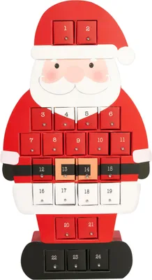 Image de Calendrier de l'Avent BRUBAKER à remplir 2026 - Père Noël avec 24 petites portes pour des bons d'achat et des friandises - Calendrier de l'Avent en carton rouge de 46 cm