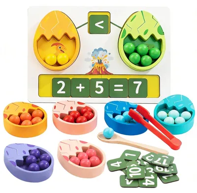 Image de Omgoods - Jouets Montessori en bois, sur le thème des dinosaures, pour apprendre les mathématiques et compter