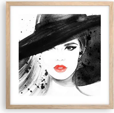 Produktbild von Gerahmtes Poster - Rahmen in heller Eiche - Frau Gesicht Lippen - 40x40 cm - Wand Bild - Wanddeko - Wandbilder - Wandposter - Bilderrahmen - Bilder - Kunstdruck - Wandbild - P2NAC40x40-3916