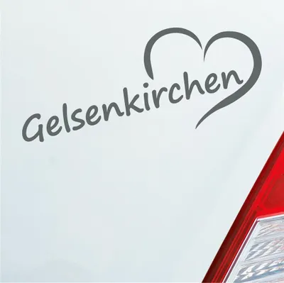 Produktbild von Auto Aufkleber Gelsenkirchen Schalke Herz Stadt City Liebe 19,5x8 cm Grau Sticker Heckscheibenaufkleber