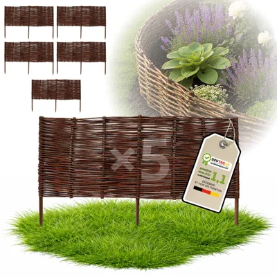 Produktbild von Floranica 5 Stück Beetbegrenzung Weide 40 cm x 100 cm – Rasenkante Weidengeflecht Beeteinfassung, Beetumrandung