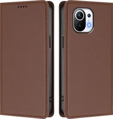 Immagine prodotto di Custodia in pelle per Xiaomi Mi 11, flip case magnetico in Finto cuoio con supporto Marrone