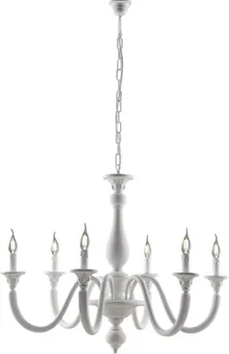 Immagine prodotto di Lucca Lampadario in legno bianco shabby 6 luci 129 Ø86 BL271-6-BCO
