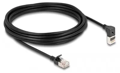 Produktbild von DeLOCK RJ45 Netzwerkkabel Cat.6A S/FTP Slim 90° oben gewinkelt / gerade 5 m schwarz, 5 m, Cat6a, S/FTP (S-STP), RJ-45, RJ-45, Schwarz