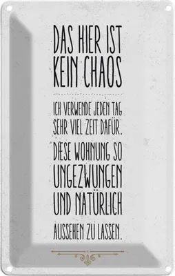 Produktbild von vianmo Blechschild 18x12 cm Wohnung hier kein Chaos Spruch Zitat