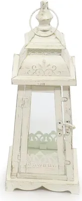 Produktbild von Laterne LUGANO creme weiß antik aus Metall Ornament verziert - KLEIN