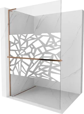 Image de Mexen Kioto+ L paroi de douche avec étagère Walk-in 100 x 200 cm, motif blanc, or rose - 800-100-123-60-85