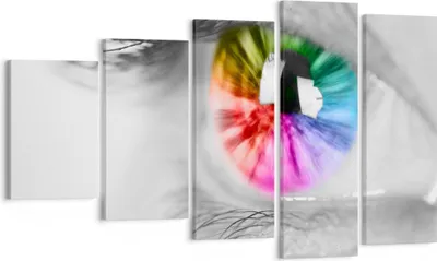 Produktbild von Bild auf Leinwand - Leinwandbild - Auge Regenbogen Wimper Grafik - 100x60cm - Wand Bild - Wanddeko - Leinwanddruck - Bilder - Kunstdruck - Wanddekoration - Leinwand bilder - Wandkunst - EG100x60-2644