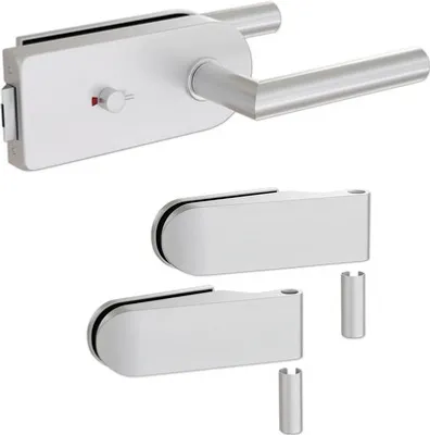Produktbild von Pertura Glastürbeschlag Jonte Studio WC Silber inkl. 2 Rahmenteile für Holzzargen