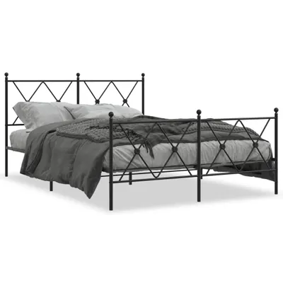 Produktbild von vidaXL Bettgestell mit Kopf- und Fußteil Metall Schwarz 140x190 cm