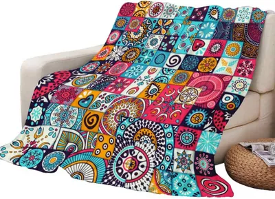 Produktbild von 3D-Patchwork-Flanelldecke, dicke und weiche Mikrofaser, für Erwachsene/Kinder, Winter-Sofadecke, Maße 150 x 200 cm