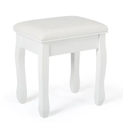Image de Meerveil Tabouret 2 pièces, tabouret de coiffeuse x 2, tabouret de maquillage, coussin moelleux, pieds en chêne, blanc,  bois