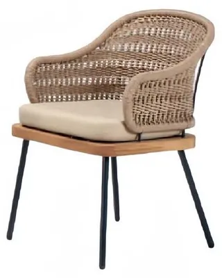 Obrázek produktu pro Křeslo Béžový design Gauč Pohovka Relax Ratanový obývací pokoj sedačka Moderní