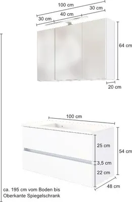Produktbild von Waschbeckenmöbel-Set Brama 100cm - graphit/mattgrau