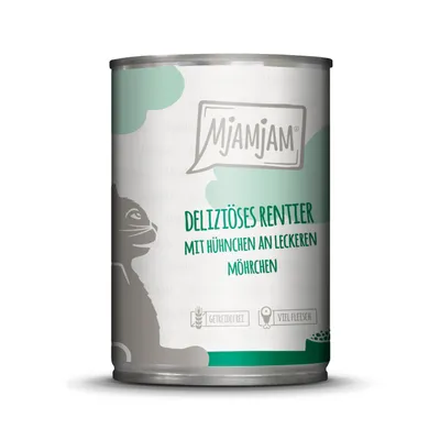 Produktbild von MjAMjAM Cat - Leckere Mahlzeiten Dose 6x400g | Rentier, Huhn & Möhrchen