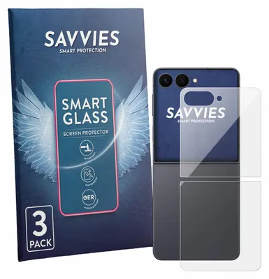 Produktbild von 3x Savvies Schutzglas Folie für Samsung Galaxy Z Flip 8 (Rückseite) 9H Panzer Schutzfolie Glas Displayschutz klar transparent