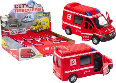 Produktbild von Feuerwehrauto 1:32, öffnende Türen, Lichter, Geräusche, rot