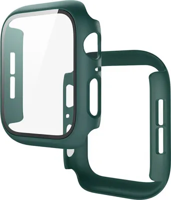 Produktbild von Schutzhülle mit Glas für Apple Watch SE 3 / SE 2 / SE / 6 / 5 / 4 (44 mm), Bizon Case Watch Adamo, mattes Dunkelgrün