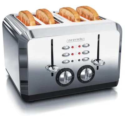 Zdjęcie produktu dla Toster Arendo na 4 kromki, 1630 W, automatyczny, stal nierdzewna, dwuścienna obudowa termoizolacyjna, srebrny