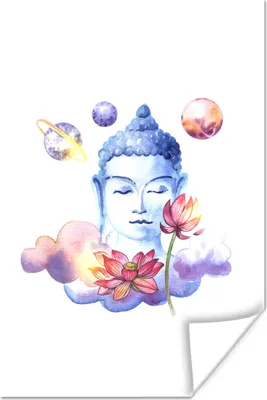 Produktbild von MuchoWow® Poster Buddha - Gesicht - Blau 40x60 cm - Plakate für die Wand - Poster Babyzimmer