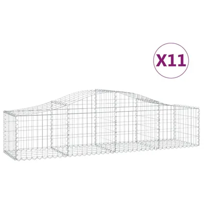 Obrázok produktu pre vidaXL Gabióny s vysokým oblúkom 11 ks 200x50x40/60 cm Pozinkované železo