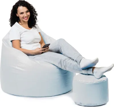 Produktbild von sunnypillow Premium XXL Sitzsack mit Hocker Riesensitzsack Outdoor & Indoor mit 320L Styropor Füllung Sessel für Kinder & Erwachsene Sitzkissen Sofa Beanbag viele Farben zur Auswahl Weiß