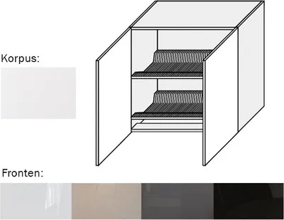 Immagine prodotto di Pensile con scolapiatti (EST-WEO/80) 80cm acrilico opaco bianco perla Colore frontale selezionabile
