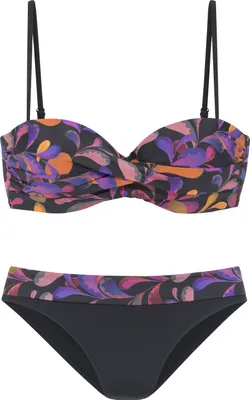 Produktbild von VIVANCE Bügel-Bandeau-Bikini schwarz bedruckt Größe 42 Cup E
