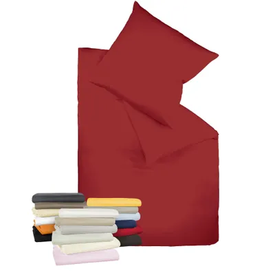 Produktbild von liebling Bettwäsche Interlock Jersey 135 x 200 cm, Farbe bordeaux rot, Bettbezug aus 100% Baumwolle, edler Glanz, waschbar 60 Grad