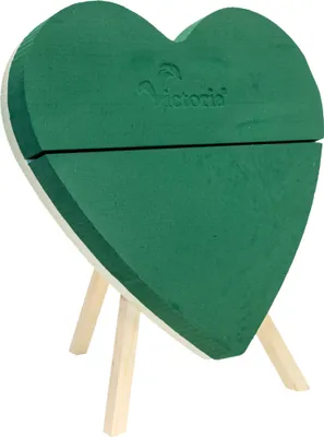 Produktbild von Nass Steckschaum Herz 30cm mit Holzständer H.32cm